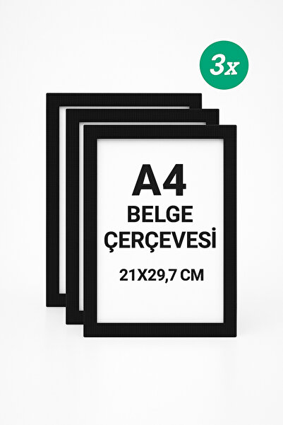 Sadrazam 3 komada crnog A4 okvira za dokumente sa pravim staklom – 21x29,7 cm...