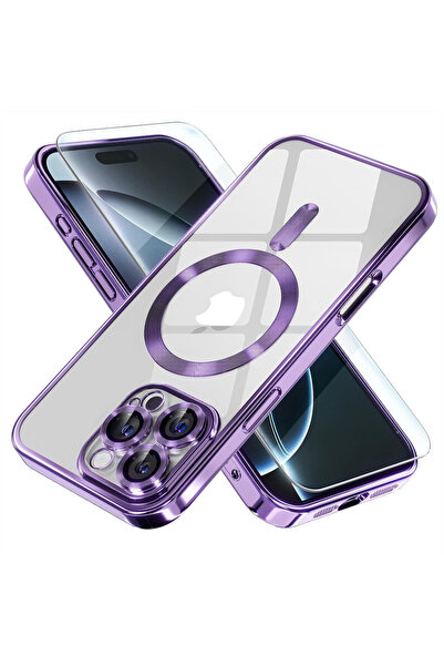 VERTEK Луксозен магнитен калъф, защита за камерата, за iPhone 16 Pro Max, лилав