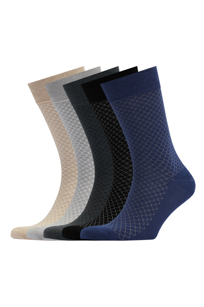 VARDAR SOCKS Dikişsiz Bambu Çorap Jakarlı Karma Renk Erkek Çorap Kutulu 5 Çift Premium Uzun Çorap Soket Çorap Mix