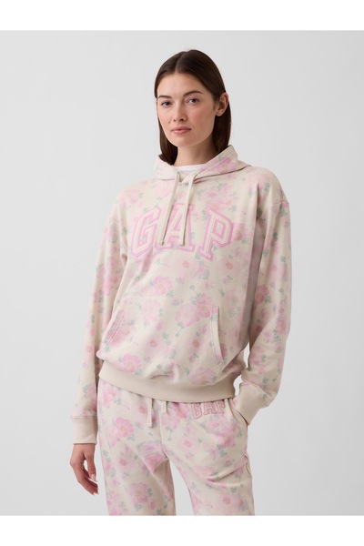 GAP Kadın Pembe Logo Havlu Kumaş Sweatshirt