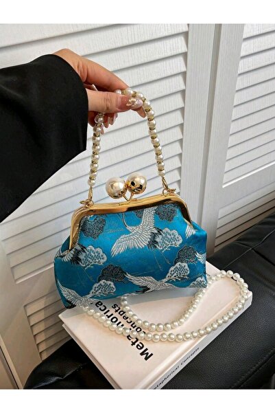 DERMO Τσάντα χαρτοφυλακίου με κεντημένη λαβή από πέρλες