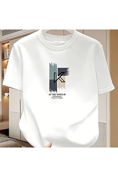 EFFRENATU Unisex Yazı Baskılı T-Shirt – Yuvarlak Yaka, Kısa Kollu, Günlük