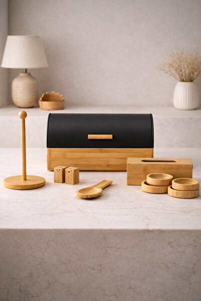 DİVAYS 6-σετ 10 τεμαχίων Μπαμπού Σετ προίκας κουζίνας, θήκη για πετσέτες ψωμι...