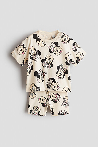 H&M 2 Parçalı Pamuklu ve Baskılı Set