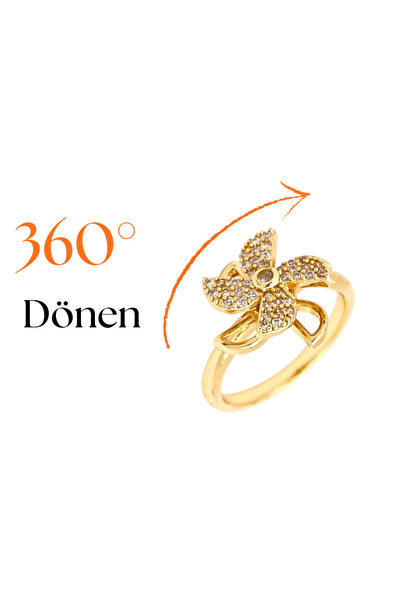 Siya Silver Steel Rotating Adjustable Zircon Stone Clover Stress Ring