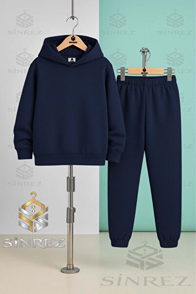 SİNREZ Set de trening cu glugă pentru copii, unisex, WINTER SIMPLE