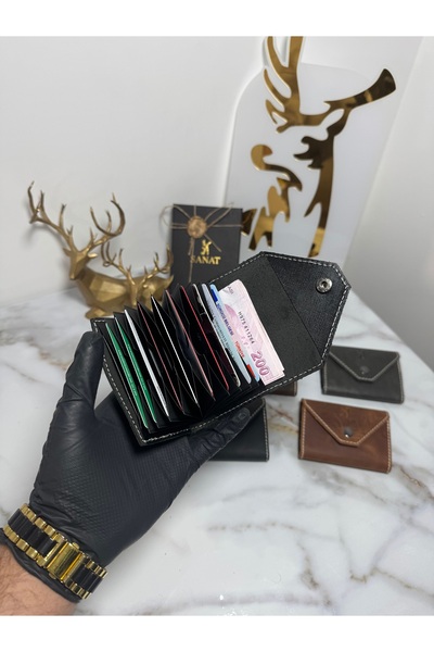 SANAT 100% Genuine Crazy Leather Legacy Handmade Accordion Card Holder - Mini...