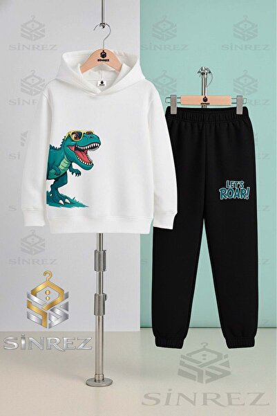 SİNREZ Set de trening cu glugă pentru copii, unisex, DINOZAURO cu ochelari, V...