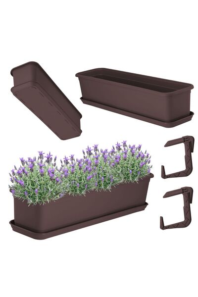 KADAX Cutie de balcon 60 cm Ghiveci de flori Suport pentru ghiveci cu mânere ...