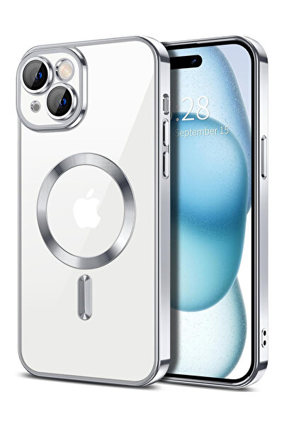 OEM Luxury Magnetic Case, camera protection, for iPhone 15, Silver