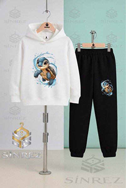 SİNREZ Children's Unisex Karette Karetta in the Water Hooded Tracksuit Set