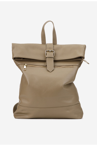 Dasha Taupe women's textured Leather Backpack
