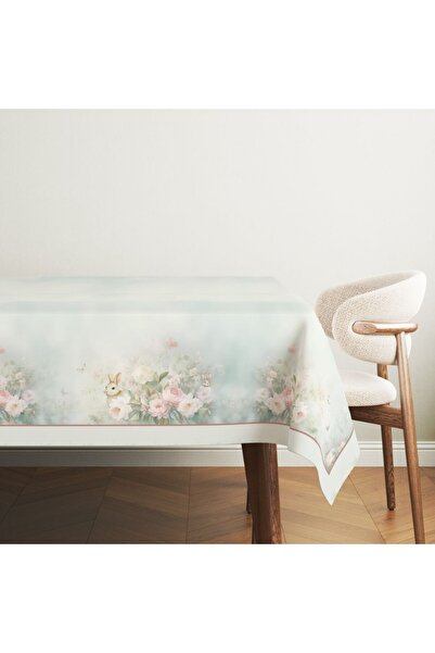 Lenjerii Deosebite Fata de masa bumbac 100% cu flori si iepurasi, 140x320cm, ...