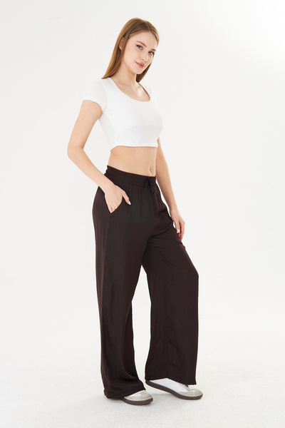 PIQUE Women's Pants Viscose Fabric Trousers with Elastic Waist