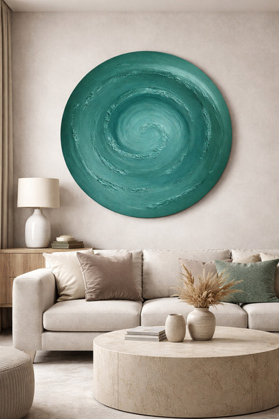EBRU SAYER ART & DESIGN 1 Metre Girdap Modeli Büyük Boy Soyut Tablo – El Yapı...