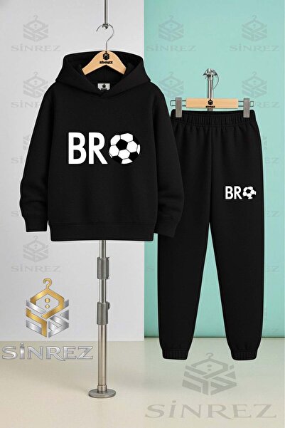 SİNREZ Children's Unisex Bro Top Yazi Byz Hooded Tracksuit Set