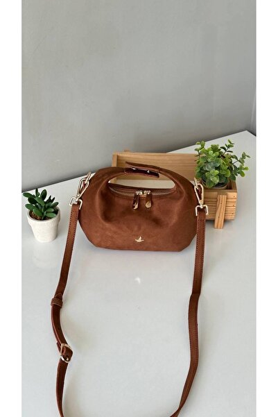 Muqu Bags Taba Süet Gold Detaylı El ve Omuz çantası