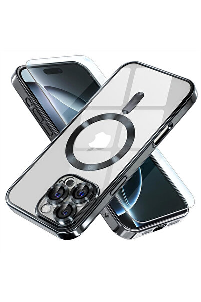 VERTEK Luxury Magnetic Case, camera protection, for iPhone 16 Pro, Black