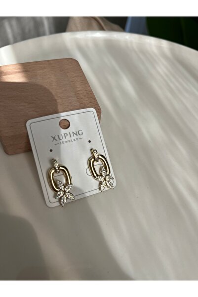 XUPING JEWELRY Çiçek Detay Sallantılı 14K Çelik Küpe