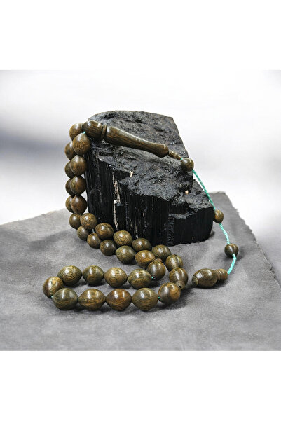 İnan Tesbih مسبحة خشب الورد الطبيعي الأخضر اللون بتصميم حبوب الشعير (يتم إرسا...