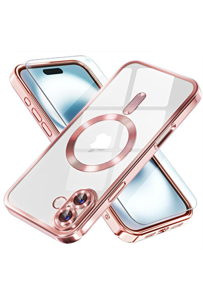 VERTEK Husa Luxury Magnetica, protectie camere, pentru iPhone 16 Plus, Roz Gold