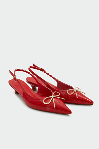 LAMİNTA Tua Λεπτομέρεια με φιόγκο Γυναικείο κόκκινο λουστρίνι Παπούτσι με τακ...