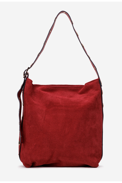 Dasha Red Leather women's bag with gold ornaments