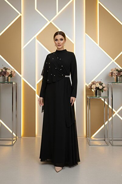hakimoda Mihran Şifon Abiye Siyah