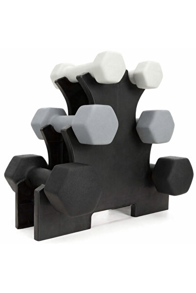 SERSIMO Hexagonal Dumbbell Set 12 kg with Stand, 2x1 kg 2x2 kg 2x3 kg, Neopre...