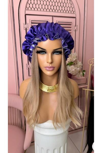 LOLLY PONY İpek Saten Saç Bonesi Çift Taraflı Lila Mor