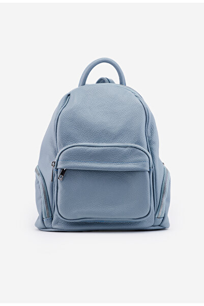 Dasha Women's blue Leather Backpack with Pocketed