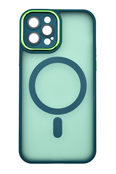 OEM Husa Magnetica Matte Silicon Camera Protection pentru iPhone 12 Verde Inchis