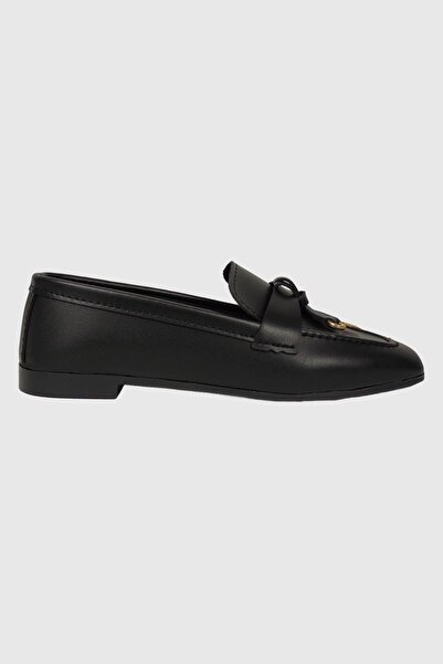 Modezya Black matte tassel detail blunt nose women's Ballet Flats