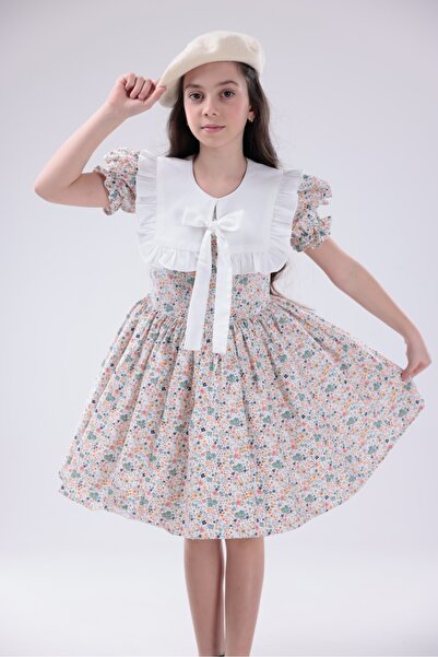 EYLÜL ELİF BUTİK Girl's Floral Print Vintage Dress