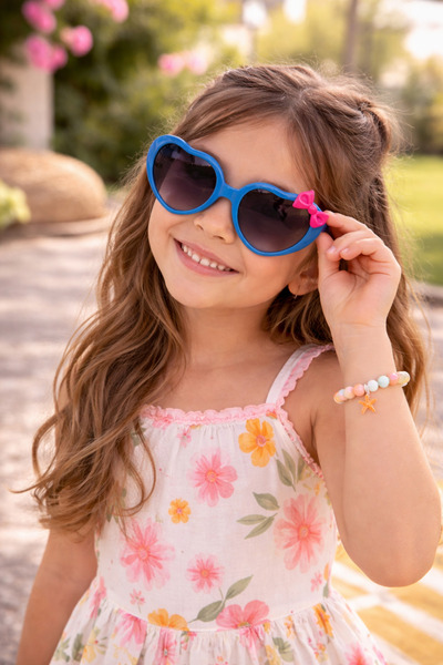 Optic Master Children's Sunglasses Bow Detail Heart Model 5234 Blue