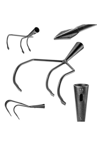 KADAX Greblă de grădină din oțel cu 3 dinți, aerator