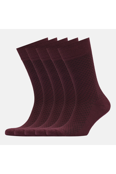 VARDAR SOCKS Dikişsiz Bambu Çorap Bordo Renk Erkek Çorap Kutulu 5 Çift Premium Uzun Çorap Soket Çorap Mix