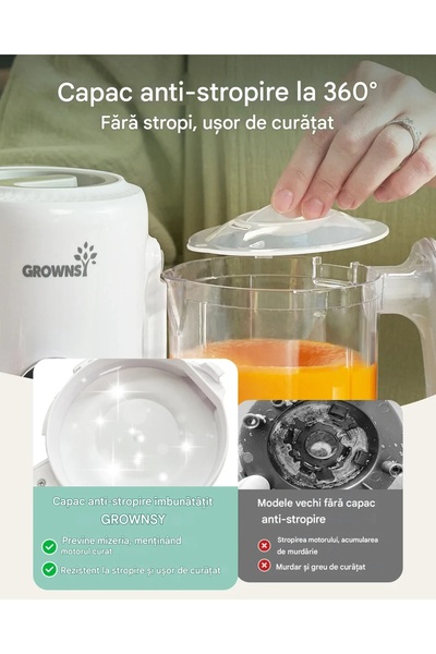 GROWNSY Aparat de gătit pentru bebeluși cu coș de gătit la abur, blender și sterilizator fără BPA -