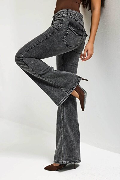 it's basic Жіночі темно-сірі джинси, розмір 4s6-14, розкльошені, середньої та...