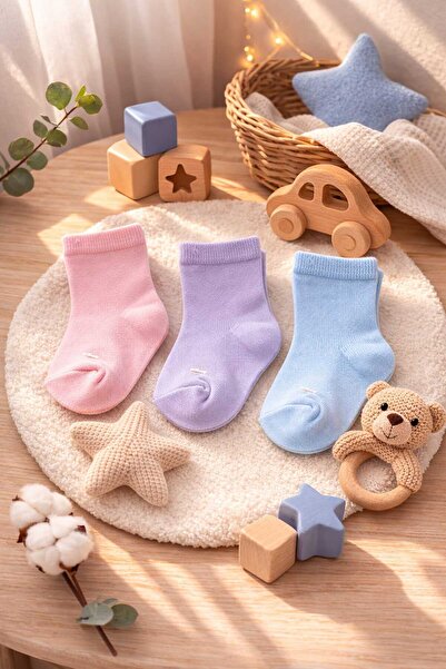 Amélio Kids Organic Cotton Unisex 3-Piece Boxed Premium Baby & Kids Socks