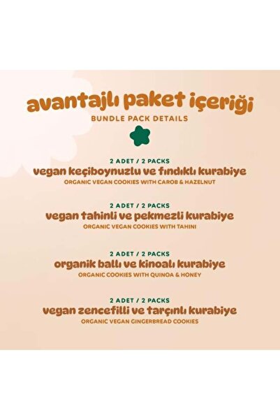 Humm Organic Kurabiye Paketi 8 Adet(4 Çeşit)