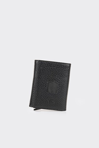 White Stone Genuine Leather Black Card Mechanism Premium Card Holder