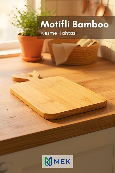 Mek life Bamboo Cutting and Presentation Board with Deer Horn Design - Aesthe...