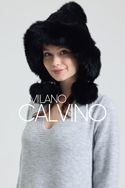 Milano Calvino Noelle Knitted Fur-Trimmed Luxury Beanie – Double Pompom Design