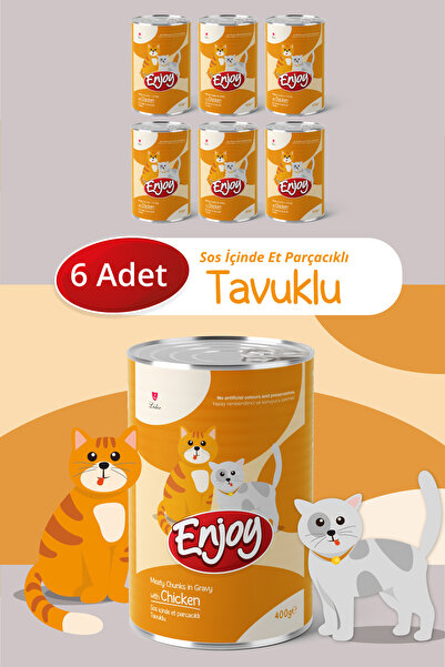 Enjoy Tavuklu Kedi Konservesi Sos İçinde Et Parçacıklı 400 Gr x6