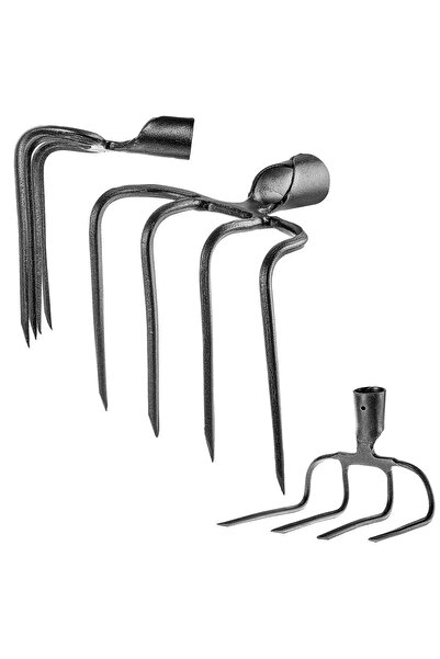 KADAX Cârlige pentru îngrășământ cu gunoi de grajd cu 4 dinți, furci de excav...