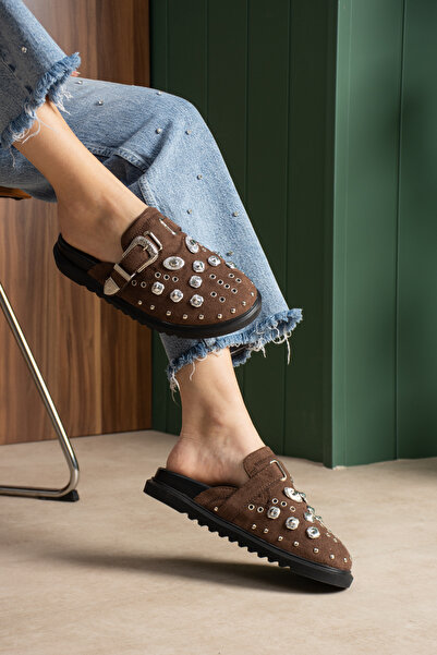 DUXAL SHOES Zlata Women's Stone Detailed Buckled Daily Slipper