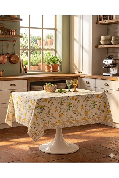 her evemağaza Debora Pvc Tablecloth - 140X140 cm Yellow