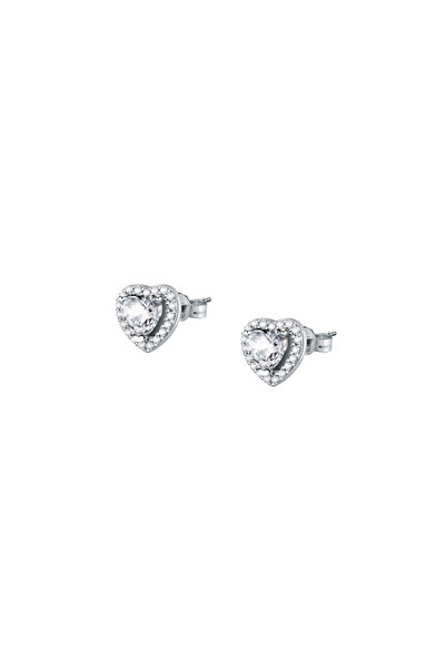 MORELLATO Earrings Tesori, heart, 925 silver, rhodium plated, white crystals,...