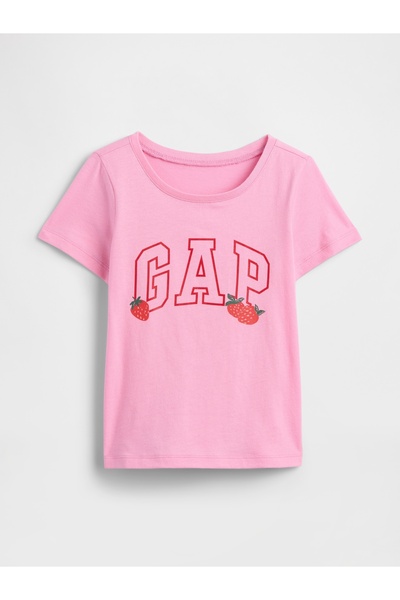 GAP Kız Bebek Açık Pembe BabyGap Logo T-Shirt
